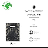 thumbnail of Zwarte plastic tas met uitsnijdingen in gerecycled LDPE 25 x 32 cm per 1000 - Gimex