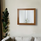 thumbnail of Espejo de pared de teca HWC-M75, espejo de baño, marco de madera, teca de calidad B (duramen, 20-30 años), 71x80cm