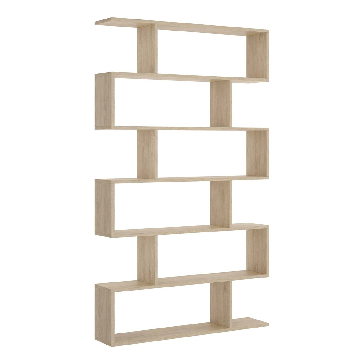 Dmora Buchhandlung Joliet, Hohes doppelseitiges Bücherregal, Trennregal mit 5 Fachböden, Modernes Büroregal, 80x24h192 cm, Eiche