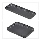 thumbnail of Relaxdays Tarteform, 2er Set, mit Hebeboden, antihaftbeschichtet, 2 Größen, rechteckig & länglich, Quicheform, anthrazit