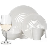thumbnail of Melamin Geschirr Set 4 Personen Crema 16 Teilig + 4 Tiamo Weiß Weingläser Tafelgeschirr Picknick BBQ Kochgeschirr