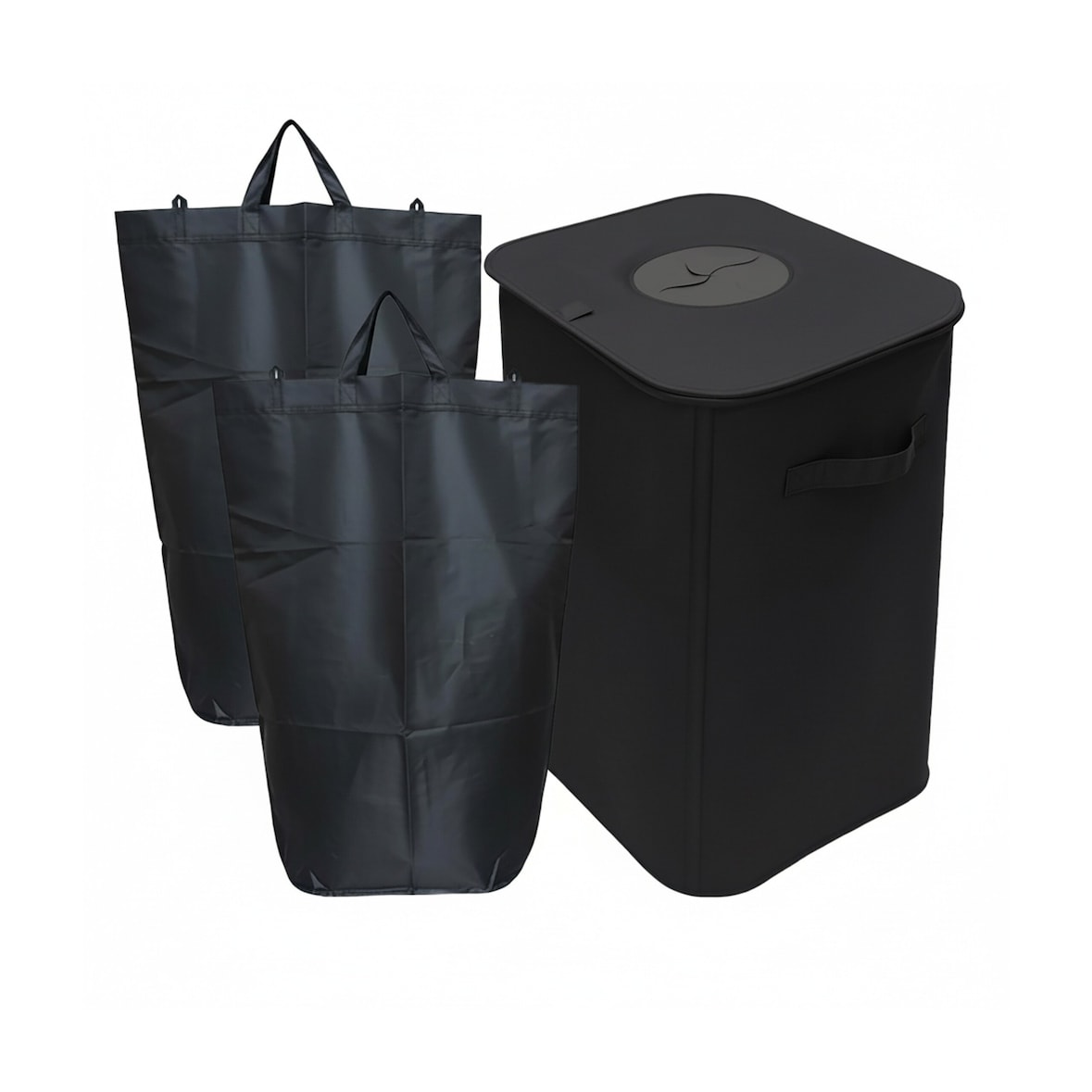 Relaxdays Pfandflaschen Sammelbehälter, 100 L, 2 Taschen, abwischbar, Recycling, Flaschensammler für Leergut, schwarz