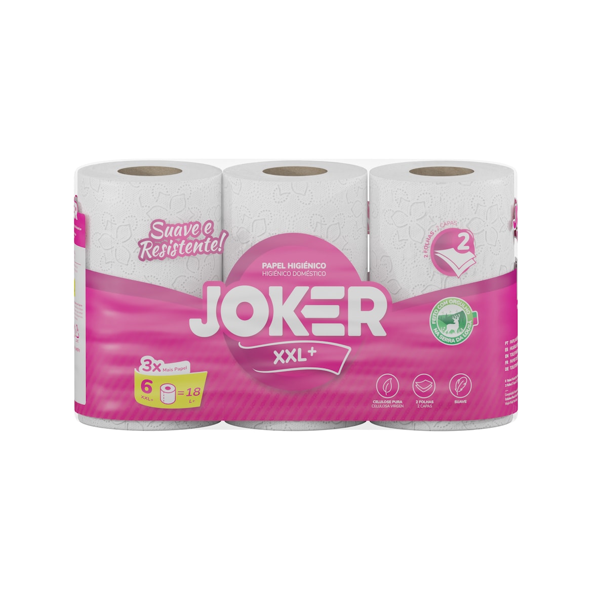 Joker - Papel higiénico doméstico compacto com 35m - Embalagem com 14 packs de 6 rolos