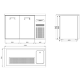 thumbnail of Combisteel gastro biertoog met spoelbak – 2 deuren, RVS koeltafel 155 cm