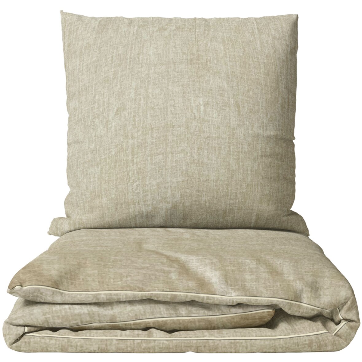 Bettwäsche Mikrofaser 135 x 200 Beige Ecru Meliert mit Paspel 2tlg