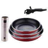 thumbnail of BERGNER - juego de 3 Sartenes Ø18/20/24cm Aluminio prensado rojo con Mango extraíble con Pulverizador de Aceite/Vinagre Ø4x17,5cm en Acero Inoxidable