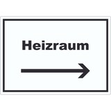 thumbnail of Heizraum Aufkleber mit Text und Richtungspfeil rechts Heizung Wärme waagerecht A5 (148x210mm)