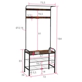 thumbnail of tectake Garderobekast - 73,5x36x184cm, Industrieel hout donker, rustiek - 404533