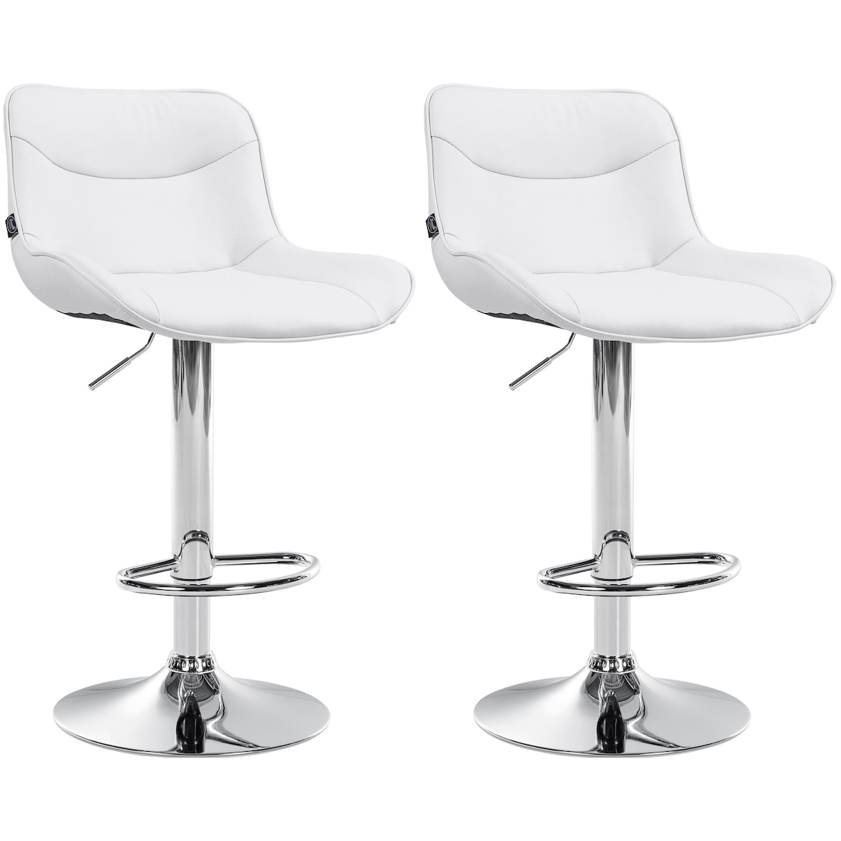 Conjunto de 2 bancos de bar Vonore em imitação de pele branco/cromo