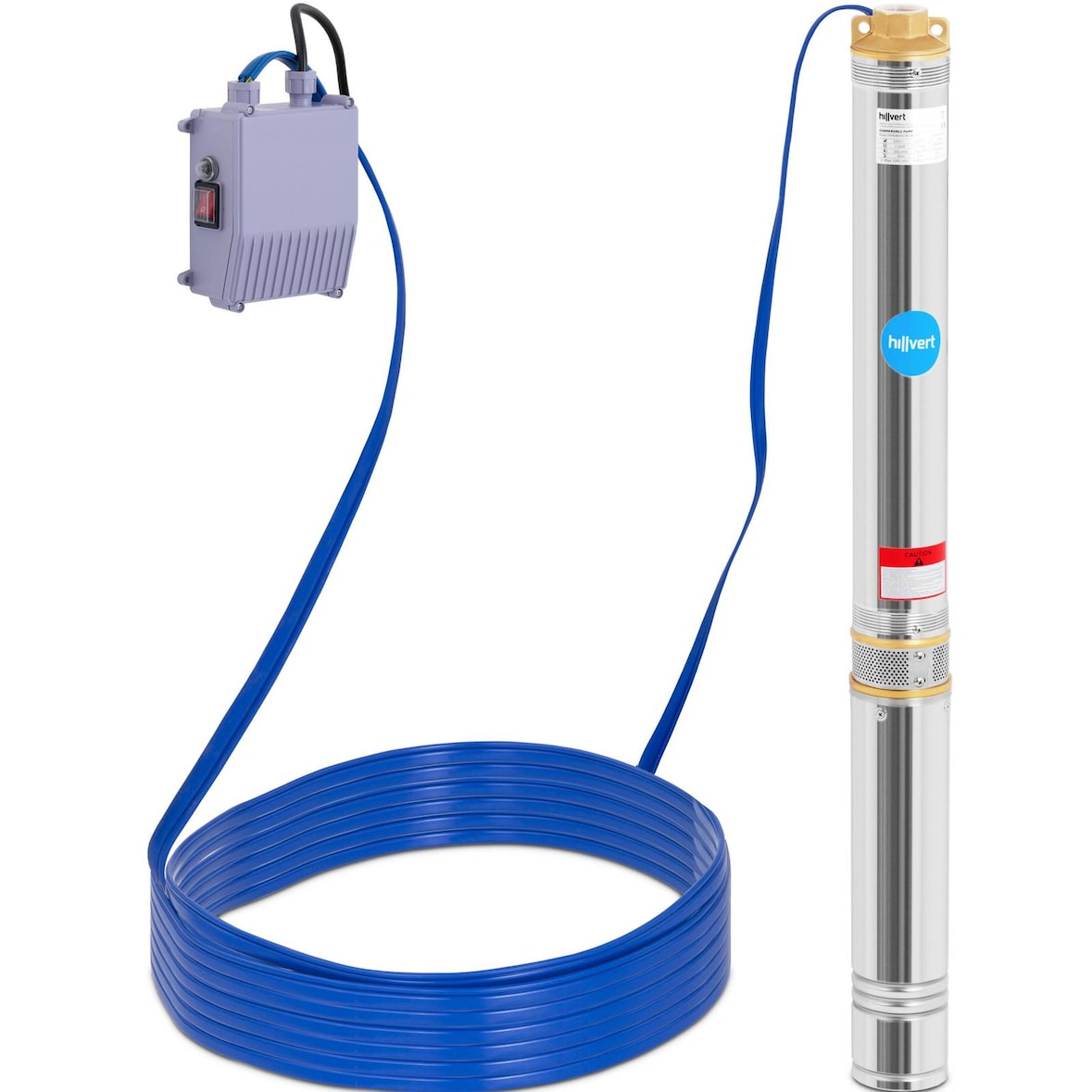hillvert Pompa sommersa per pozzo - 95 mm / 3,75'' - 6000 l/h - 1100 W - cavo 20 m / prevalenza 102 m - Acciaio inox
