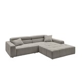 thumbnail of KAWOLA Sofa RENO Ecksofa Feincord grau mit motorischem Sitzvorzug Longchair rechts