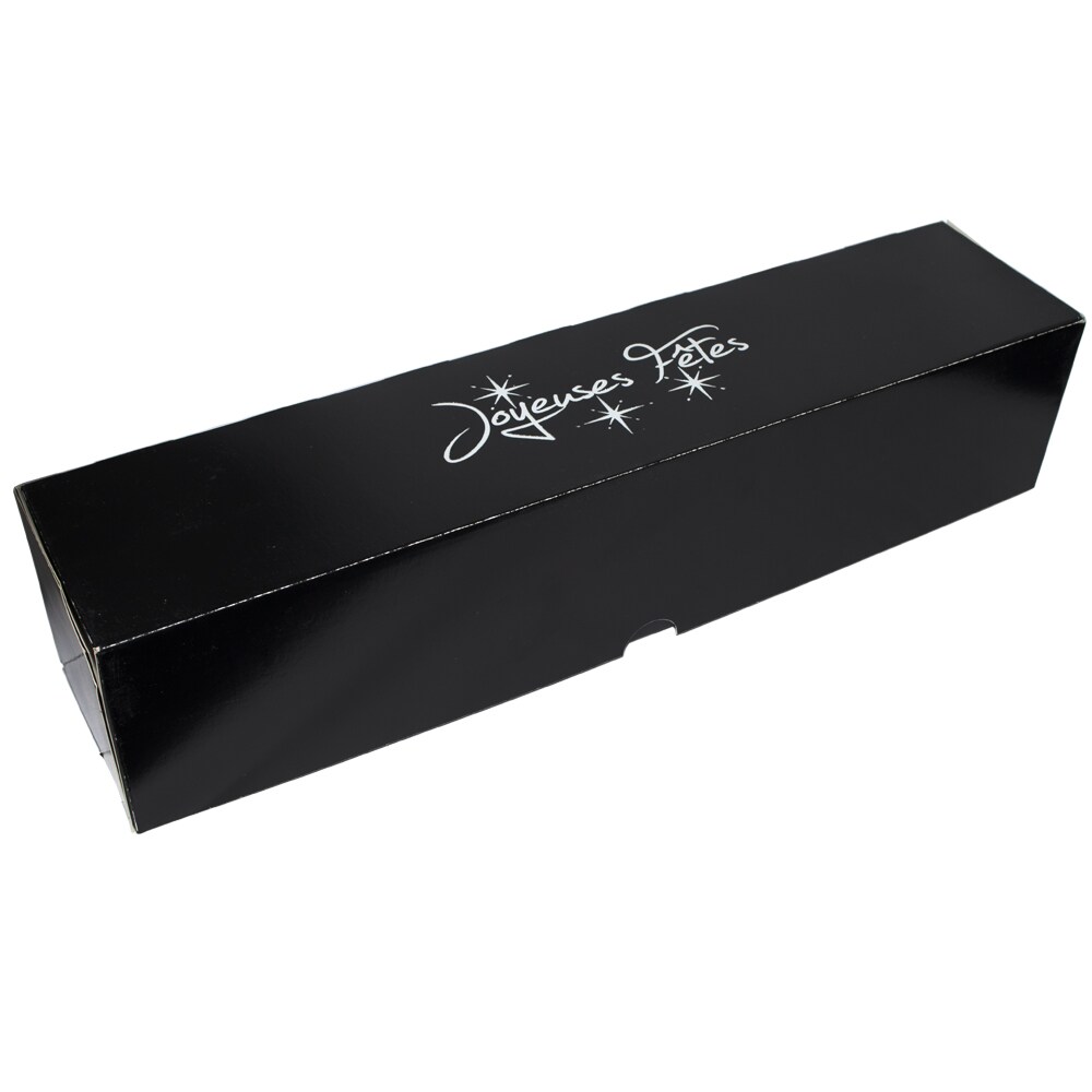 Boite Buche de Noel - 30x11x11 cm - Noir/Argent - par 25