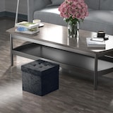 thumbnail of Intirilife Faltbarer Sitzhocker 30x30x30 cm in Samt Schwarz - Sitzwürfel Fußhocker mit Stauraum und Deckel mit Samtbezug