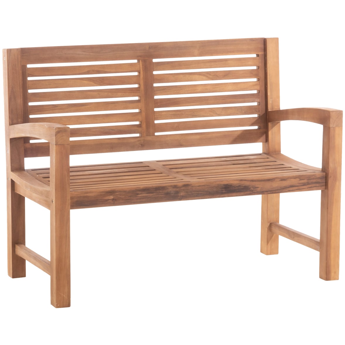 Gartenbank Teakbank DAGAD - Holz Teak 120x59x92 cm | Holzbank 120 Cm Gartenbank Sitzbank Mit Lehne Wetterfest Bank Garten Terrasse
