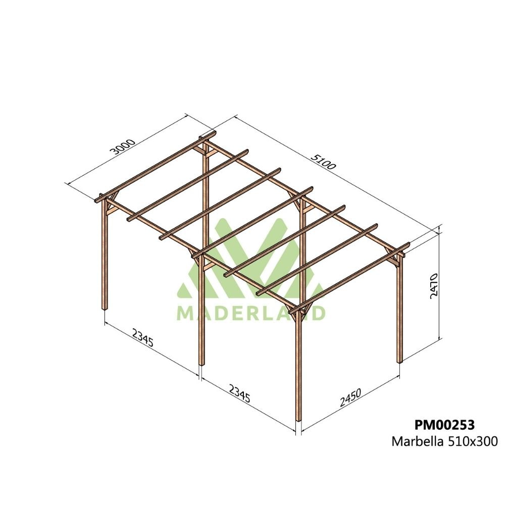 Pérgola de Madera Maciza Marbella (Maderland) - Gardeneas