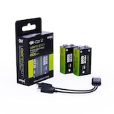 thumbnail of Verico LoopEnergy 9V Block 2er Pack, PP3, 4500 mWh, Wiederaufladbare USB-C Batterie, Li-Ion Akku, 1 Ladekabel USB Type A auf 2 x Type C