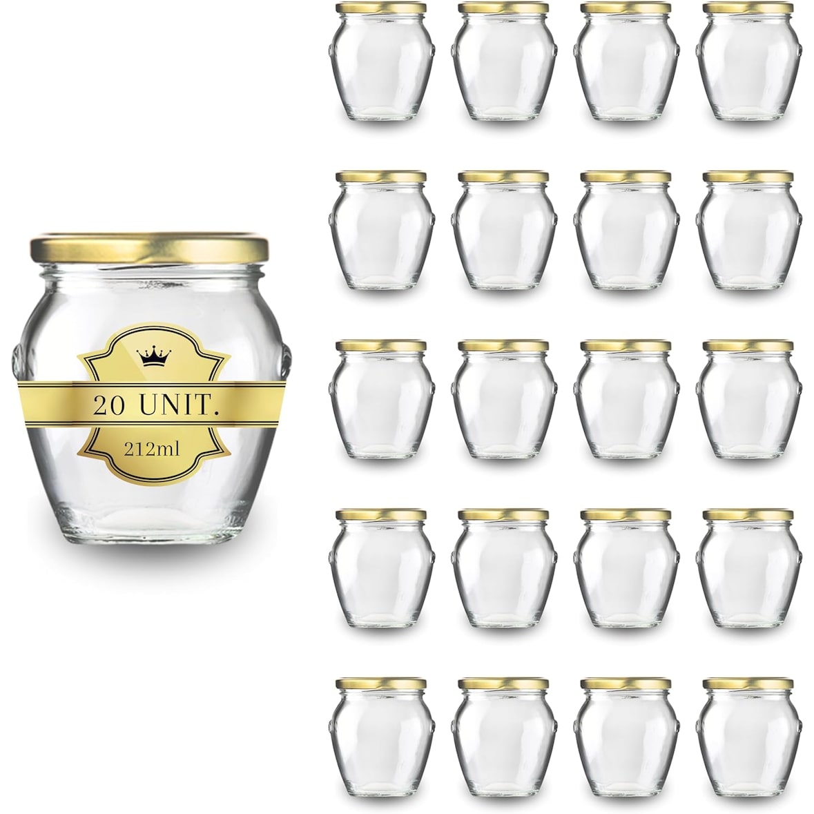 20 Joghurtgläser aus Glas mit Deckeln 212 ml - Joghurtgläser, Kleine Aufbewahrungsgläser für Babys, Dessertgläser