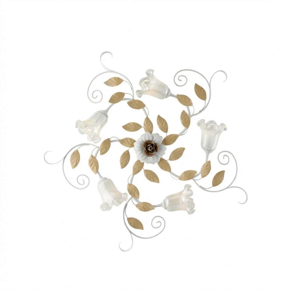 Lámpara de techo de hierro lacado blanco shabby 5 luces H.17 Ø80 BL274-PL5-BCO