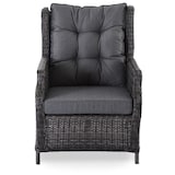 thumbnail of Gartenstuhl 2er-Set mit Relaxfunktion, mit Hocker, Braun/Dunkelgrau, inkl. Polster, 130 kg Belastbarkeit, pflegeleicht | Raburg Sophia