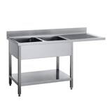 thumbnail of Gastro M Spültisch Doppelbecken Links Platz Für Geschirrspüler 160Cm Lang