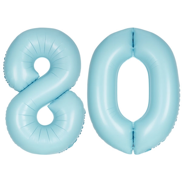 Playflip XL Folienballon hellblau Zahl 80