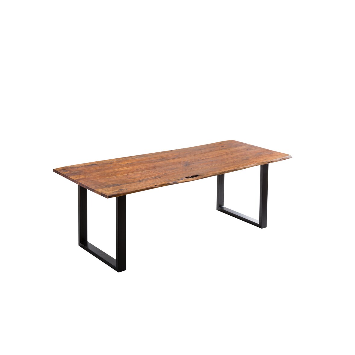 Esstisch Baumkante massiv Akazie nougatfarben 220 x 100 cm schwarz LAURINA