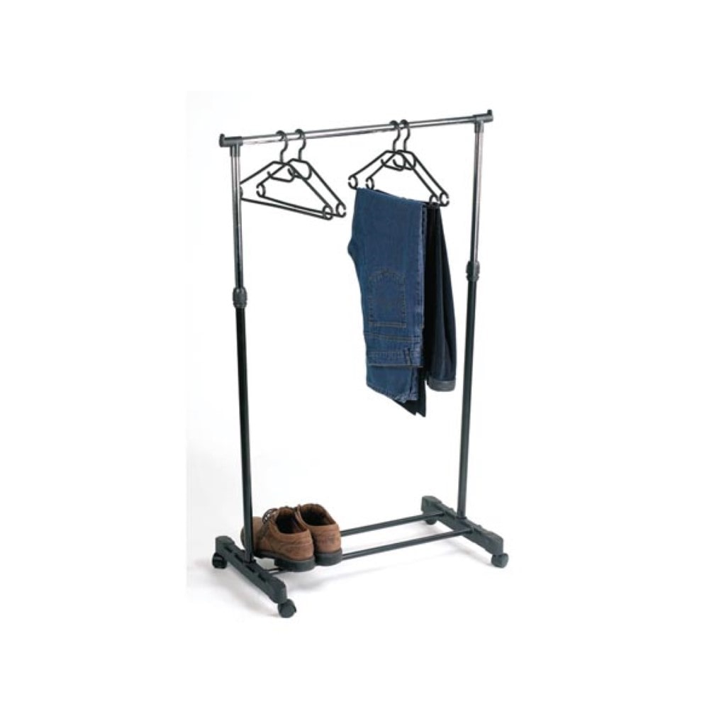 Perel Rack de roupas sobre rodas, 1 bar, altura ajustável, 80 x 43 x 165 cm, máx. Carregar 15 kg, metal
