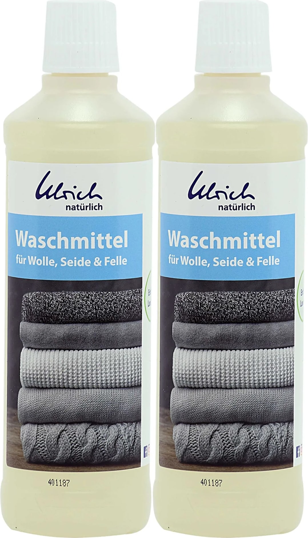 ULRICH natürlich Waschmittel für Wolle, Seide und Felle 2 x 500 ml flüssig mit Lanolin
