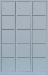 thumbnail of Lüllmann® XL Schließfachschrank, 3 Abteile, 15 Fächer, 1900 x 1185 x 450 mm, lichtgrau