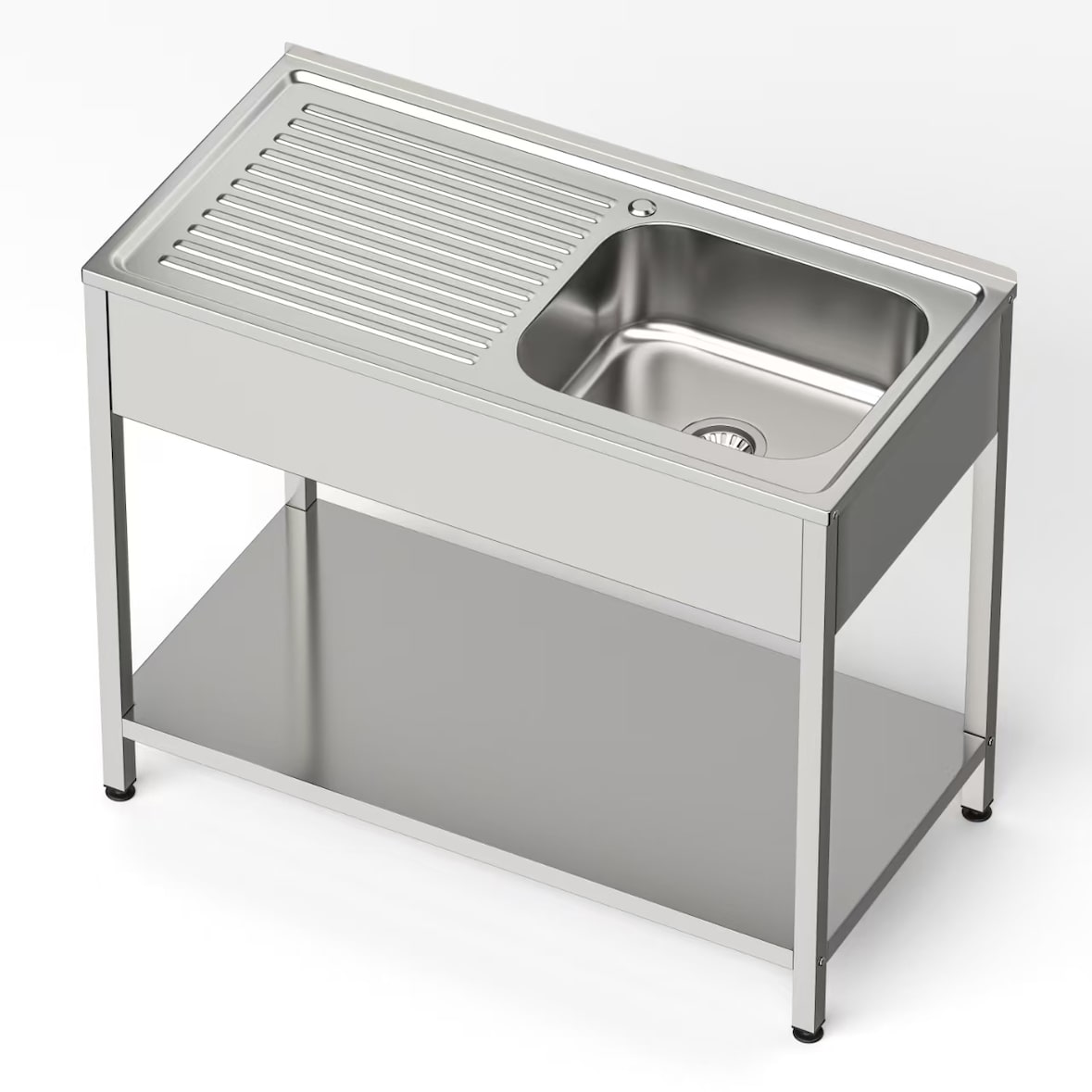 Gasfrit- Lavello sottobanco 1 vasca e 1 sgocciolatoio in acciaio inox industriale 800 x 500 x 850