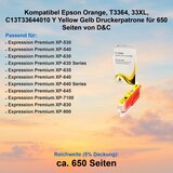 thumbnail of Kompatibel Epson Orange, T3364, 33XL, C13T33644010 Y Yellow Gelb Druckerpatrone für 650 Seiten von D&C