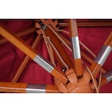 thumbnail of Gastronomie Holz-Sonnenschirm HWC-C57, Gartenschirm, Polyester/Holz 28kg, eckig 4x4m Seilzug stoßsicher ~ bordeaux