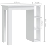 thumbnail of Mesa bar con estante madera contrachapada blanco 102x50x103,5cm