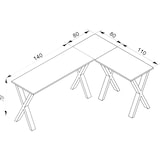 thumbnail of VCM Schreibtisch Lona Silber / Weiß H. 76 x B. 220 x T. 190 cm