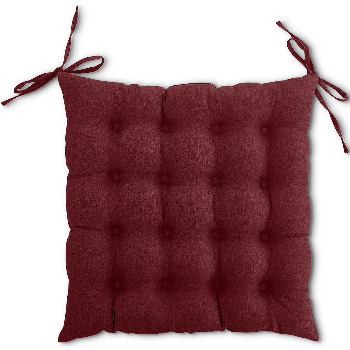 Sitzkissen Stuhlkissen 40x40 OEKO-TEX  - dunkelrot weinrot Sitzauflage Bank Polster Sitzpolster mit Bändern / Schleife, Indoor / Outdoor