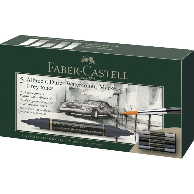 Faber Castell Aquarellmarker A.Dürer 0,8mm grau 5er Etui