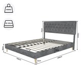 thumbnail of Polsterbett Doppelbett Stoffbett mit Stauraum Bettkasten Lattenrost modernes Bettgestell Komfortbett Schlafzimmer Design 160x200 Grau