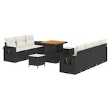thumbnail of vidaXL 10-teiliges Garten-Sofa Set mit Kissen in Schwarz aus Poly-Rattan und Akazie
