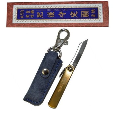 Couteau de Poche Pliant Higonokami Warikomi Mamé Pochette Bleue Nagao Kanekoma