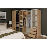 thumbnail of Dmora Kleiderschrank Succiso, Eckschrank für Schlafzimmer, Eckschrank mit 5 Flügeltüren, 214x91h184 cm, Eiche