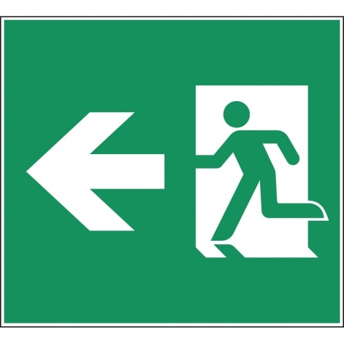Schild I Piktogrammscheibe Rettungsweg links, Typ C, für CUBE-LUX-STANDARD, ASR/ISO