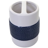 thumbnail of 5-teiliges Badset HWC-C73, WC-Garnitur Badezimmerset Badaccessoires, Keramik ~ blau/weiß