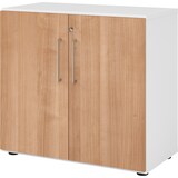 thumbnail of bümö Aktenschrank abschließbar, Büroschrank Holz 80cm breit in Weiß/Nussbaum - abschließbarer Schrank mit Aktenregal für's Büro & Arbeitszimmer, Büro