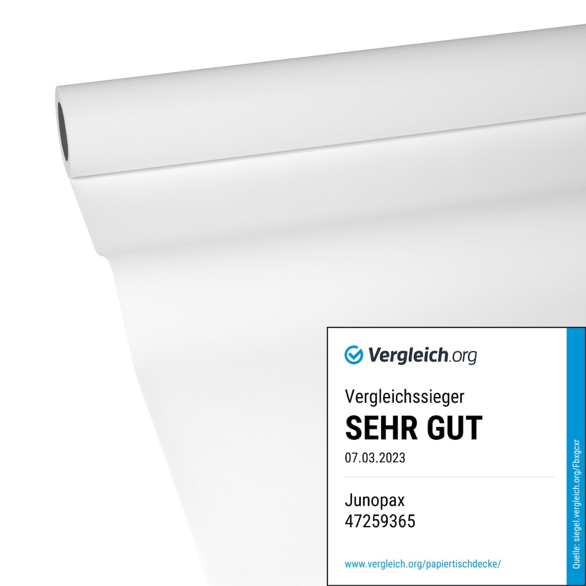 JUNOPAX Papiertischdecke weiß 50m x 1,15m, nass- und wischfest