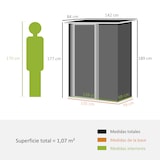 thumbnail of Outsunny Caseta de Jardín 1,07 m² 142x84x189 cm Cobertizo Exterior de Acero Galvanizado con Puerta Cerradura y Orificios de Drenaje Almacenamiento