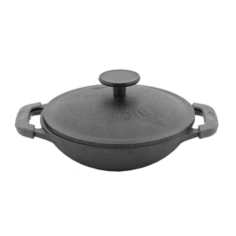 Servierpfanne 14 cm aus Gusseisen emailliert Wok-Pfanne Gusswok Emaillie