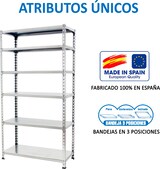 thumbnail of SimonRack Estantería Metálica, 2500x900x400 mm, 6 Alturas, Bandeja Metal, 180 kg de Punto Flexión, Galvanizado - Simonclick
