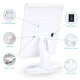 thumbnail of Intirilife Schminkspiegel mit LED und USB Kabel zum Aufladen in Weiß - 28 x 18 x 11.7 cm - Beleuchteter Kosmetikspiegel Makeup Tischspiegel Klappbar