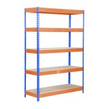 thumbnail of SimonRack Rayonnage industriel, 2000x1000x450 mm, 300 kg au point de flexion, 5 étagères bois, rayonnage garage, Bleu/Orange/Bois- Bricoforte