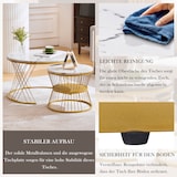 thumbnail of Couchtisch Set 2tlg rund Weiß+Gold Nesting Sofatisch Hochglanz Marmormuster MDF Beistelltische platzsparend mit Metallgestell 45×70×70 cm